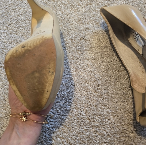 Michael Kors Women's Tan Peep-Toe Heels - Picture 11 of 14